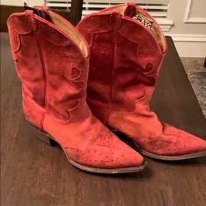 Vintage Justin Red Suede Boots Size 9
